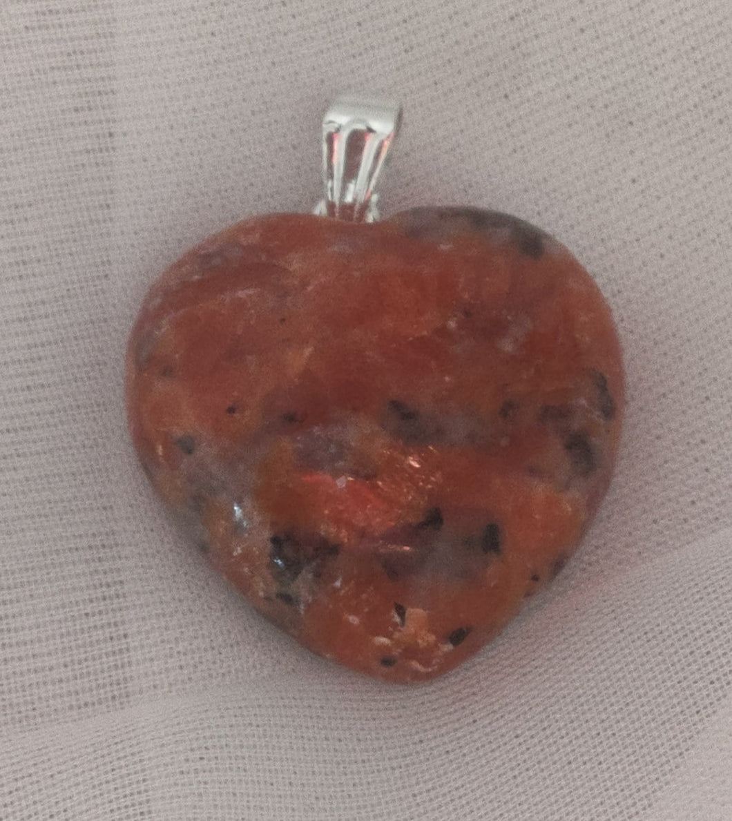 Pendentif coeur  Calcite Orchidée 1″