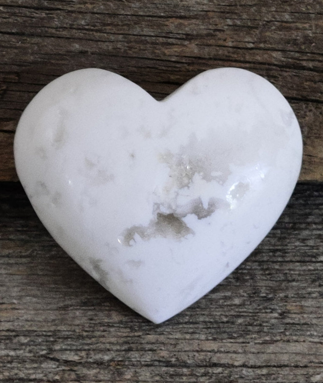 Coeur en Agate blanche neige 2''