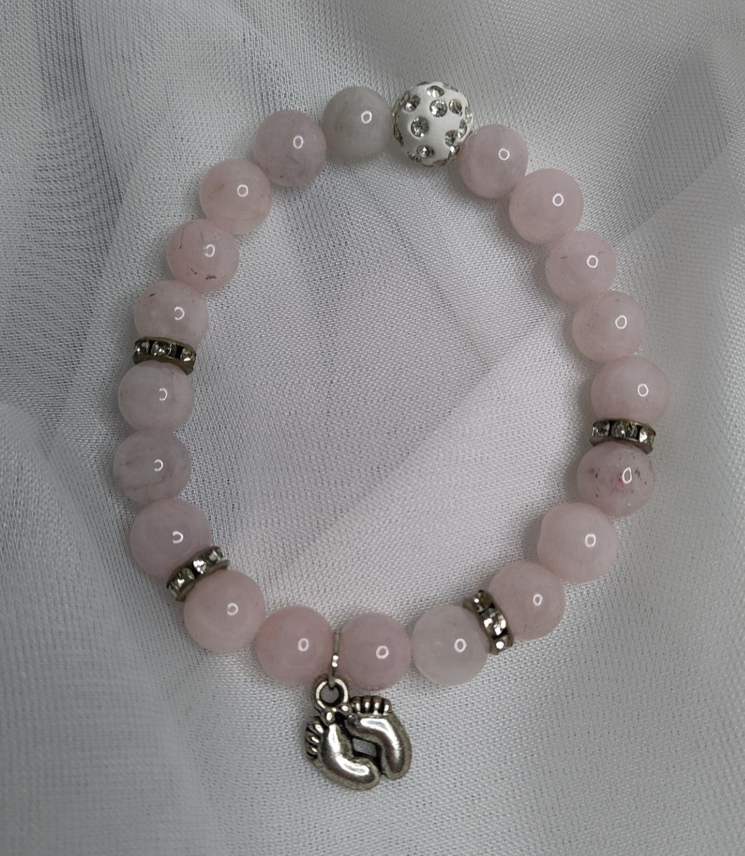 Bracelet Quartz rose Je t'aime / pieds