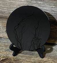 Charger l&#39;image dans la galerie, Miroir de voyance en Obsidienne noire  ( 15cm ) support inclus.
