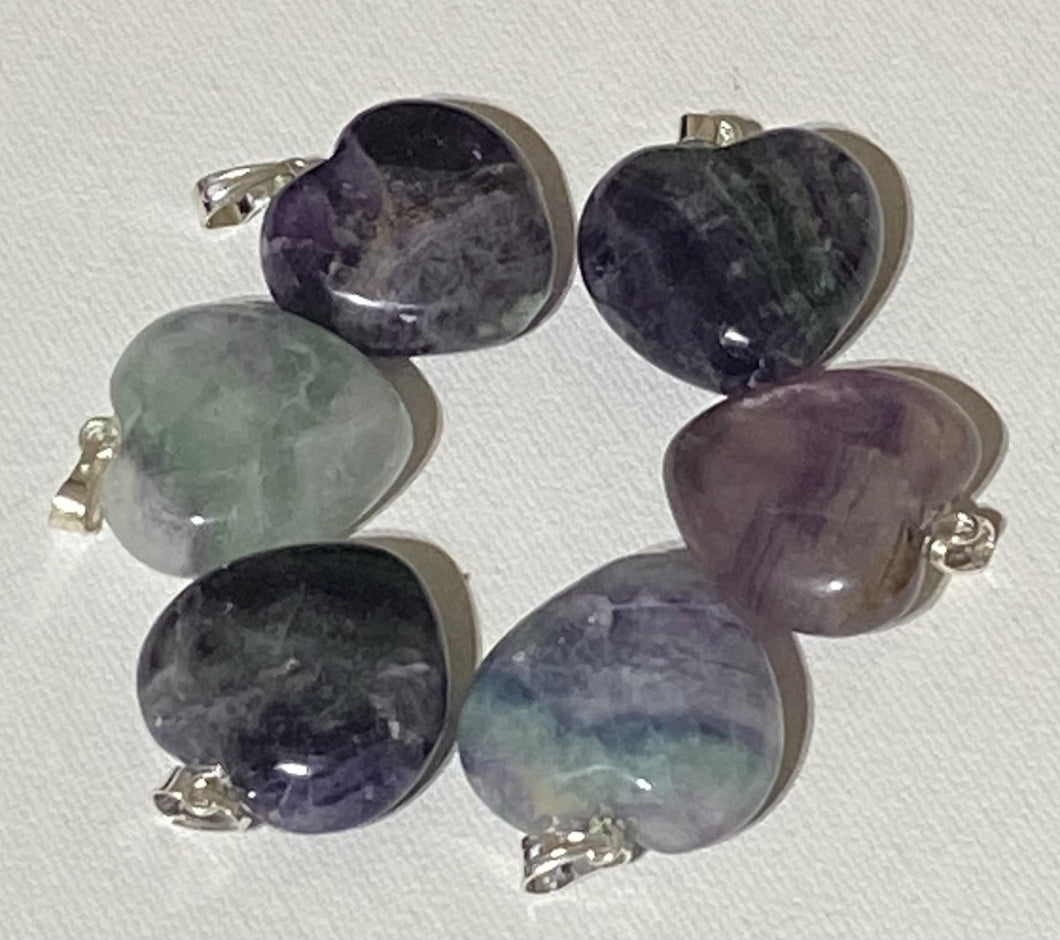 Pendentif coeur Fluorite arc-en-ciel 1''