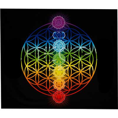 Tapisserie Fleur de vie  Chakra – 58L”X50″H