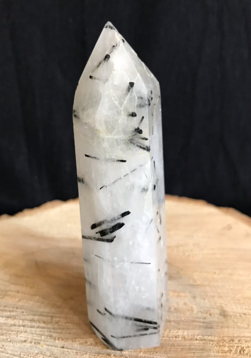 Quartz tourmaline pointe  4.25''