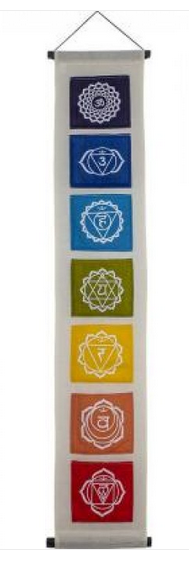 Bannière cotton  Symbole Chakras sur pochette blanche