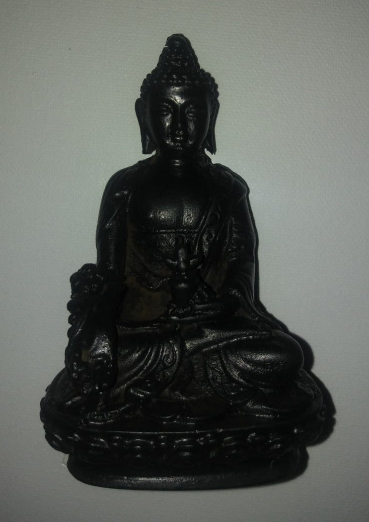 Figurine résine noir Bouddha médecine 4''