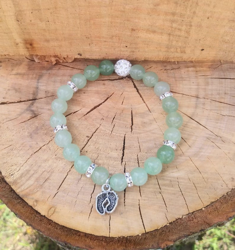 Bracelet Aventurine verte Je t'aime, 2 pieds