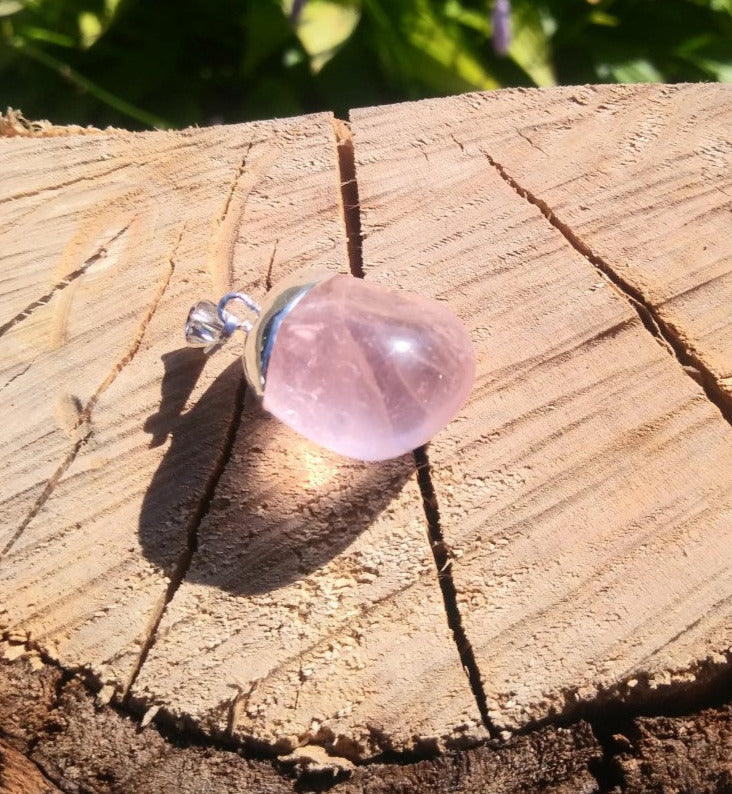 Pendentif Pierre polie Quartz rose