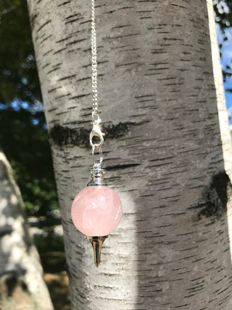 Pendule Séphoroton plaqué nickel Quartz rose / Quartz clair