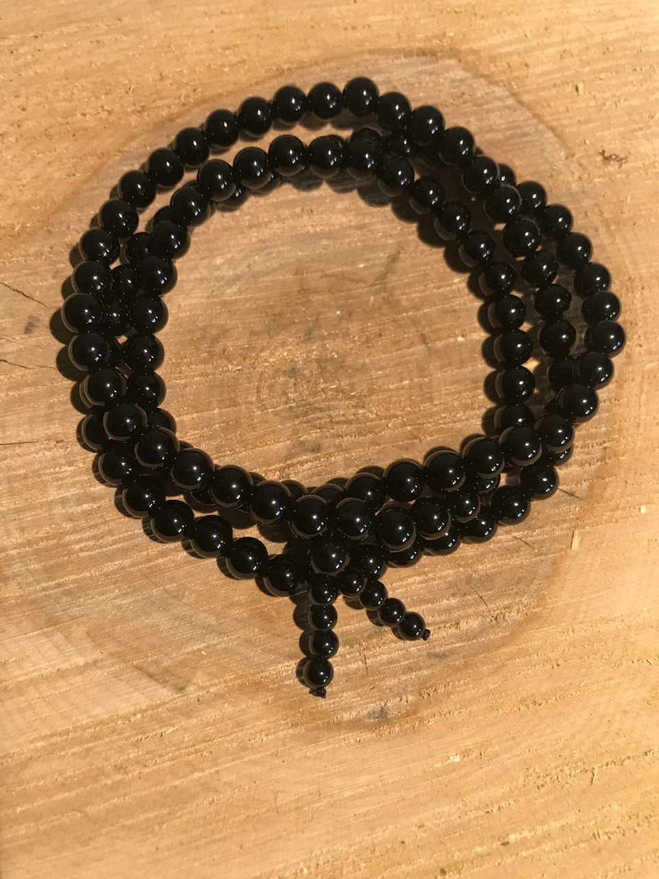 Bracelet Onyx noir billes 4-6mm 13.5 L