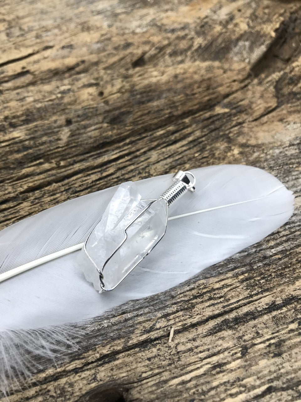 Pendentif Cristal pointe enroulé 2''