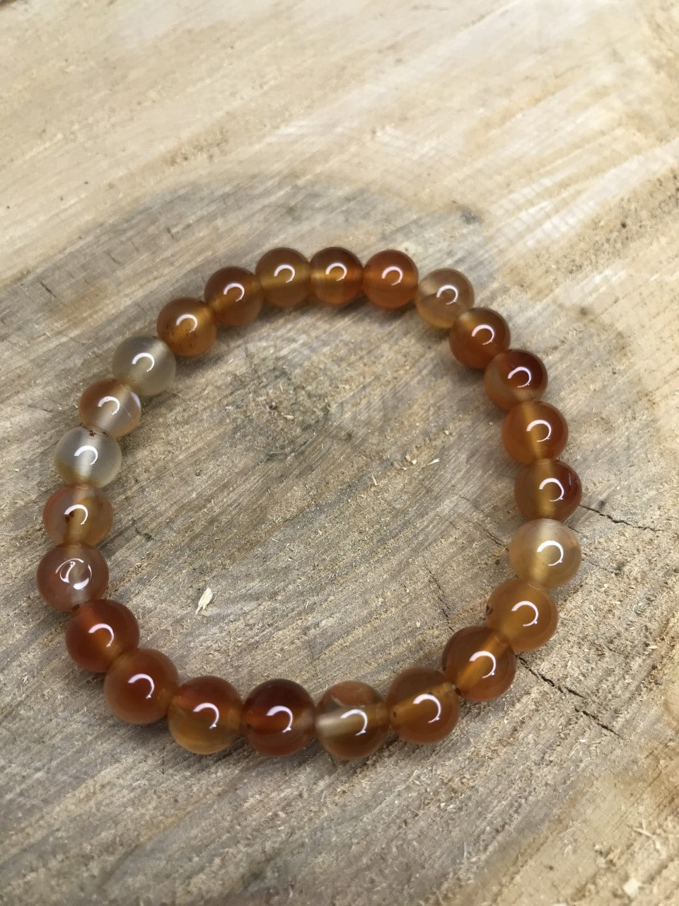 Bracelet Agate marron et rouge billes 8mm.