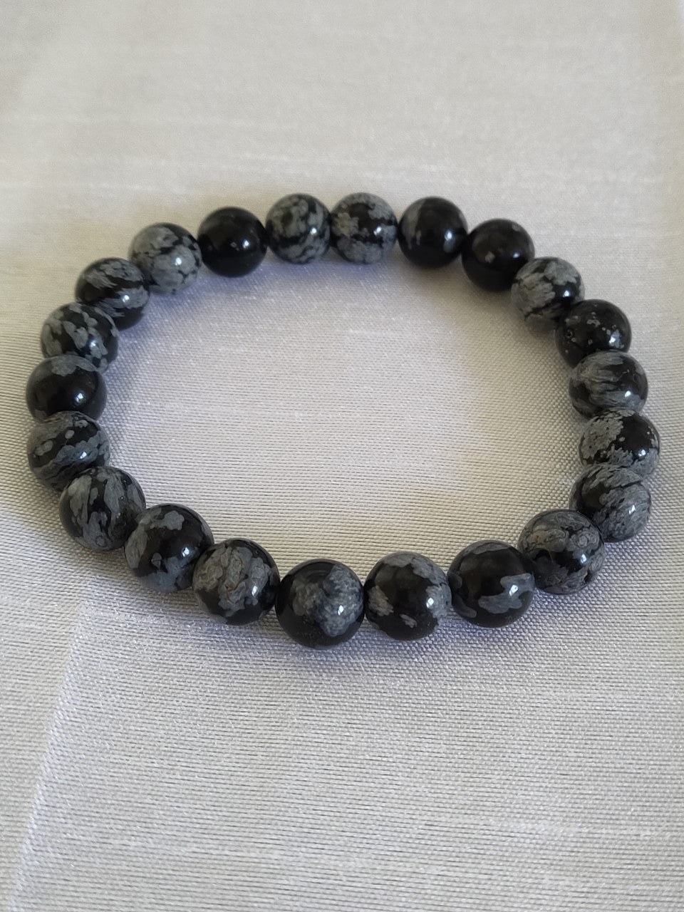 Bracelet Obsidienne Flocon billes 8mm