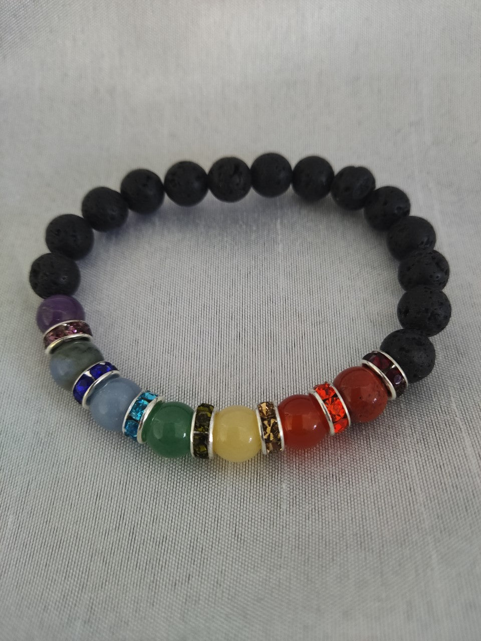 Bracelet élastique Lave 7 Chakras  billes 8mm