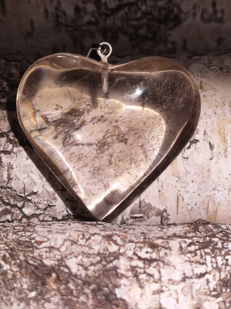 Pendentif coeur Quartz fumé  1''