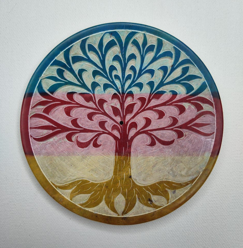Brûle encens pierre de savon  Arbre de vie  4″