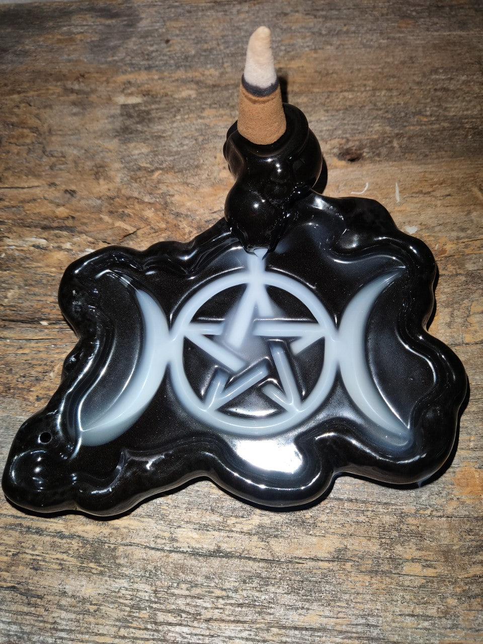 Brûle encens céramique  Trois lune  backflow  4.75″ X 5.75″H