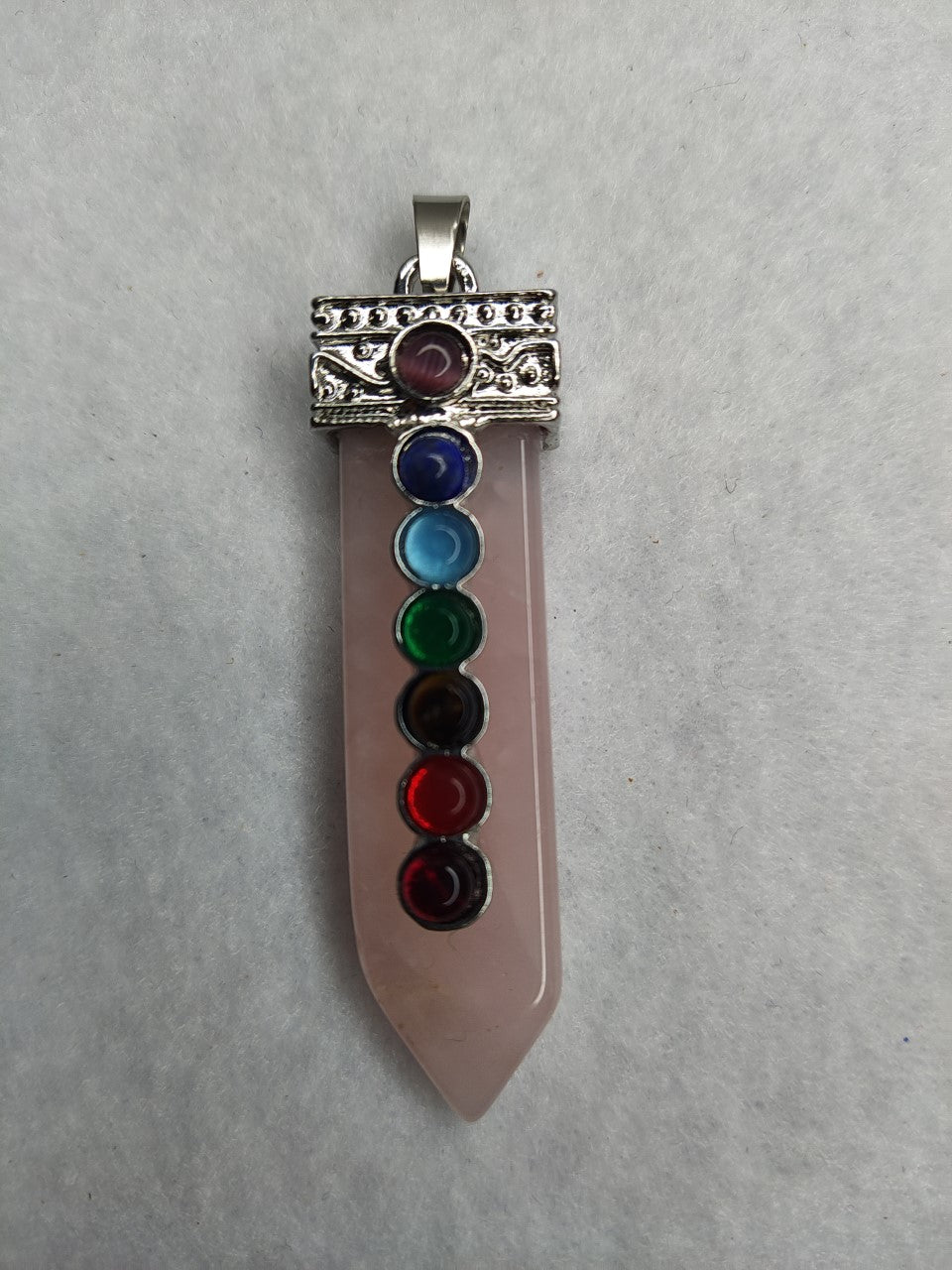 Pendentif chakras/ Quartz rose