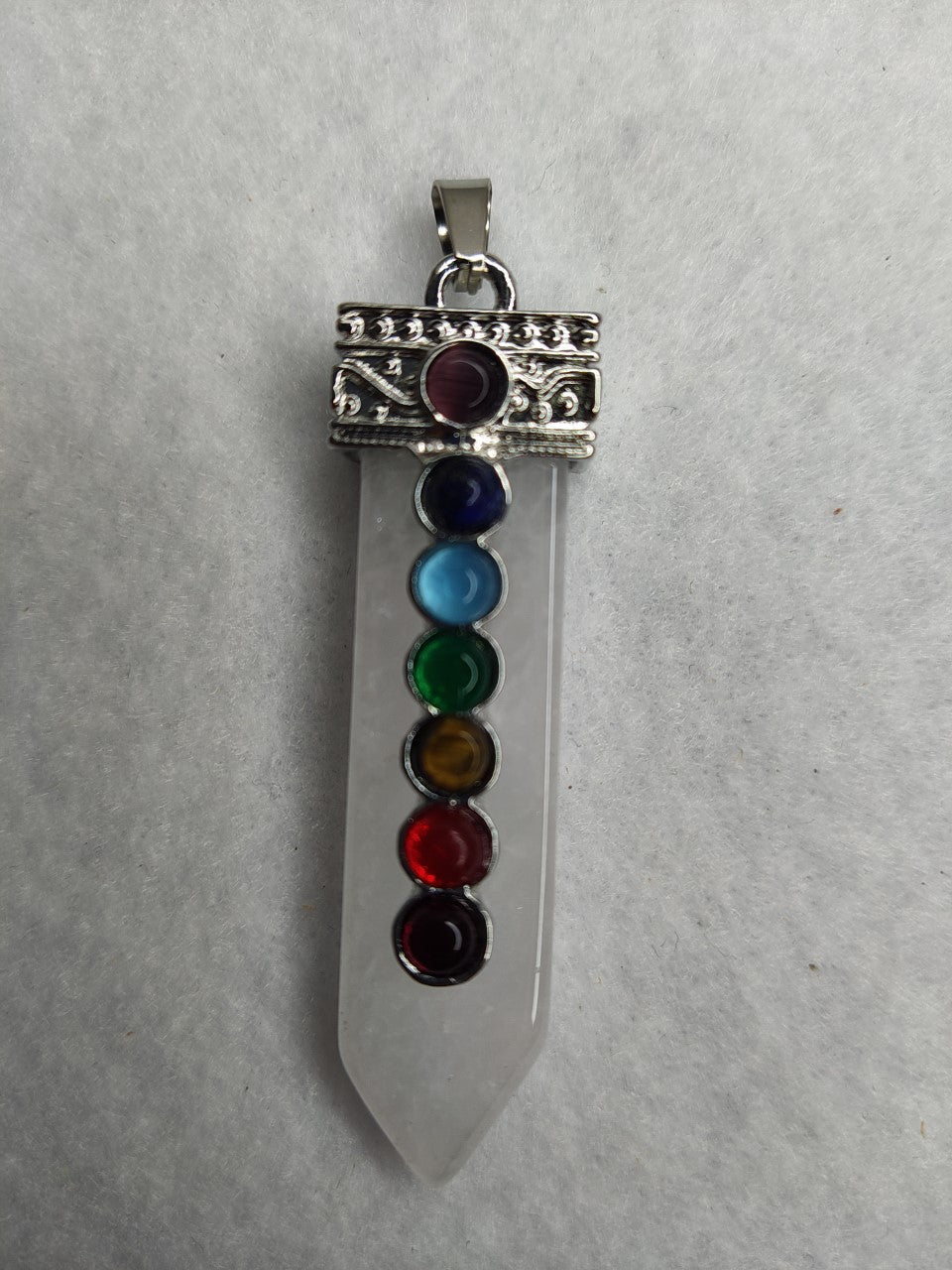 Pendentif chakras/ Quartz clair