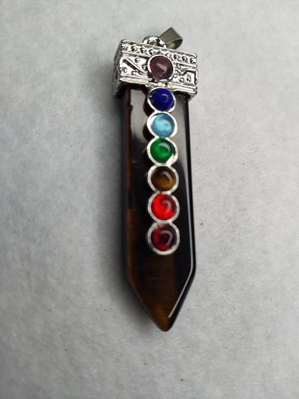 Pendentif chakras/ Oeil de tigre