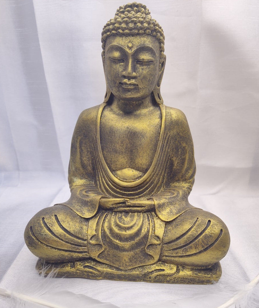 Bouddha doré méditation 8.75'' résine