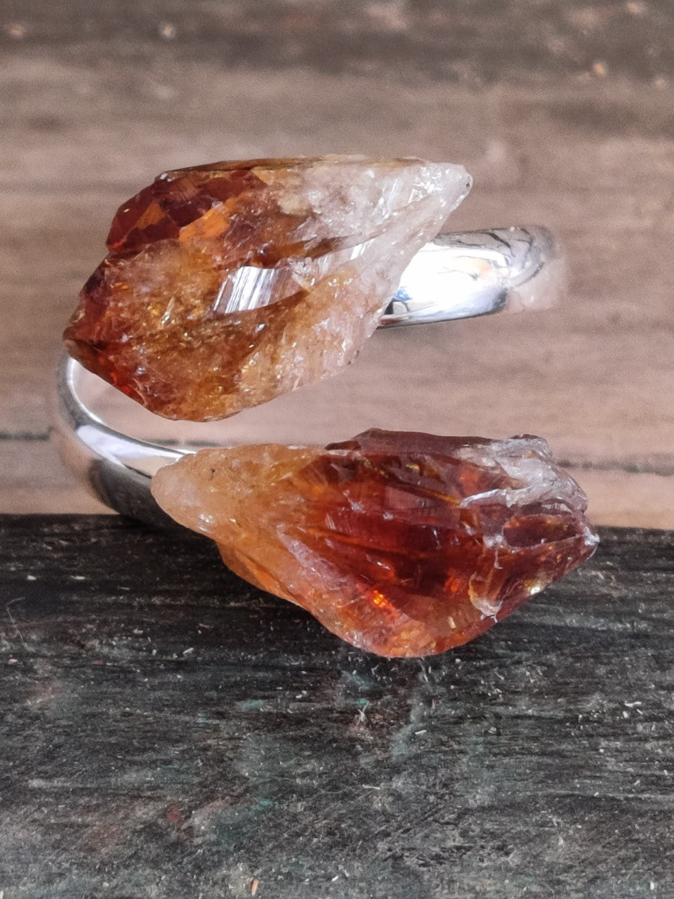 Bague pointe naturelle Citrine ajustable