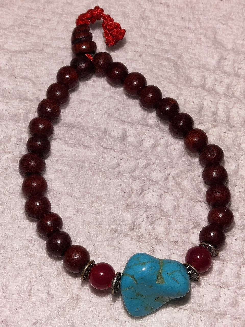 Bracelet Mala  Bois de rose / Turquoise