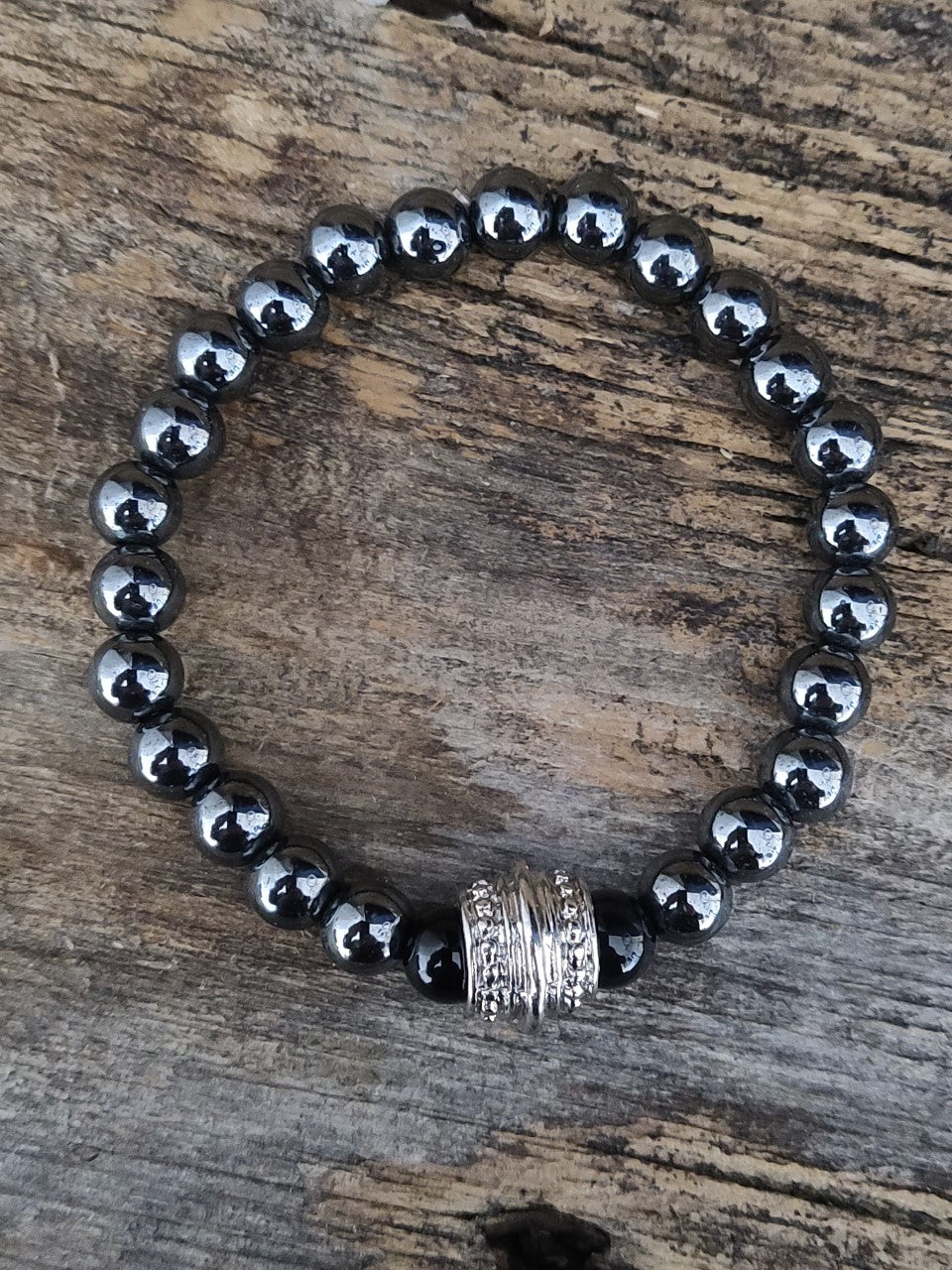 Bracelet pour homme Hématite  billes 8mm