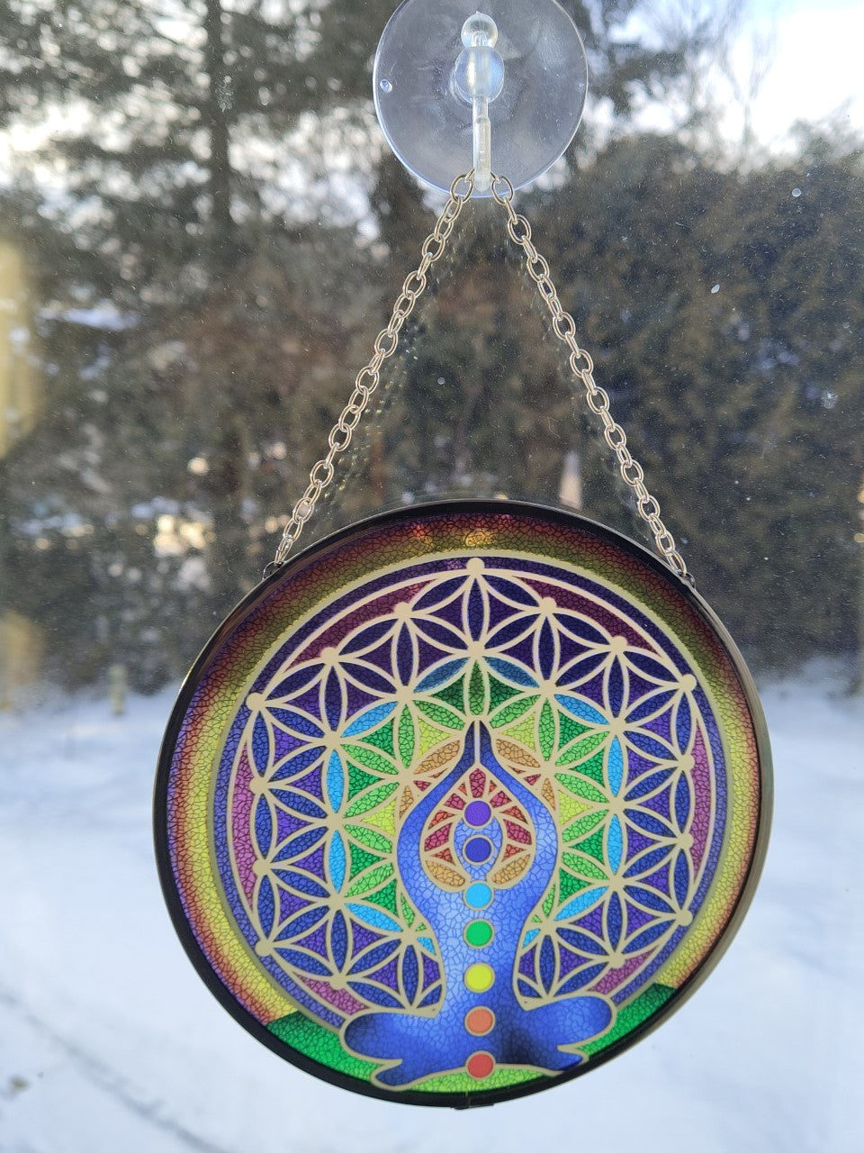 Capteur de Soleil en verre 6'' Chakras