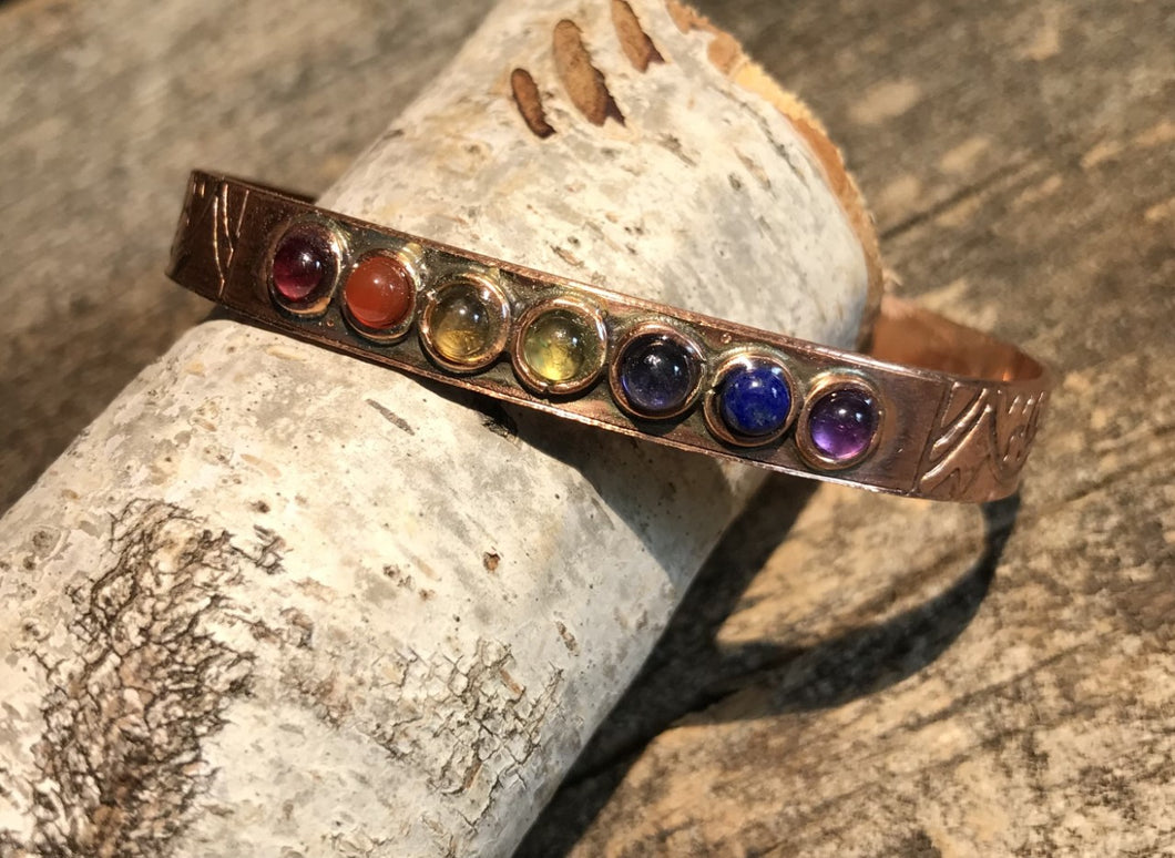 Bracelet en cuivre magnétique chakras.