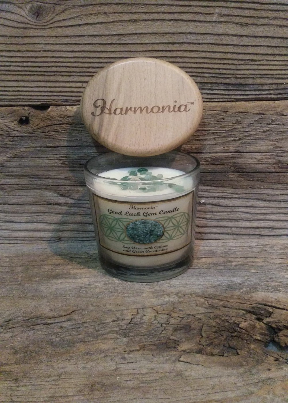 Harmonia chandelle Opium, soya & pierre-Chance Aventurine verte